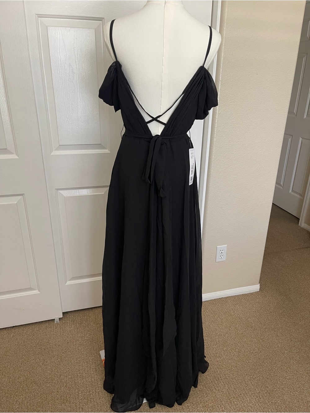 Azazie Black Cold-Shoulder Chiffon Maxi Dress - Picture 2 of 6